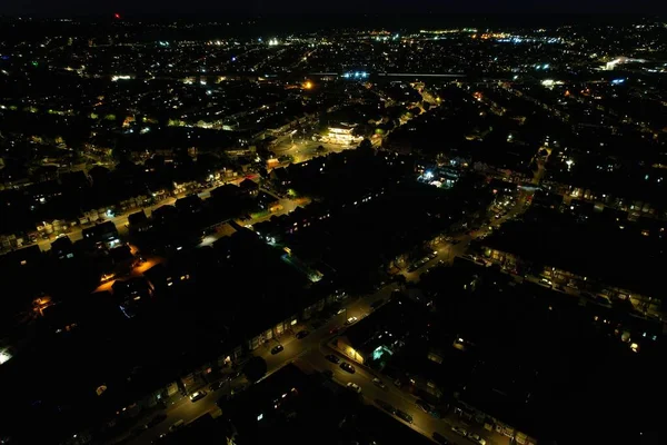 Beautiful Aerial View British Town Night Live Fireworks Asians Wedding — Photo