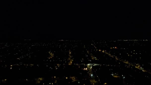Schöne Luftaufnahmen Von Live Feuerwerk Und Beleuchteten Straßen Und Städten — Stockvideo