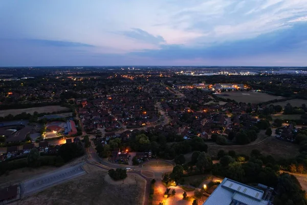 Aerial View Illuminated British City Highway Roads Night England — Stock Fotó