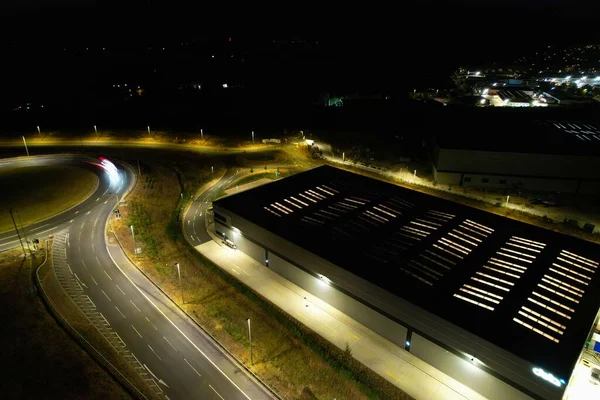 High Angle View British Motorways Highways Passing Beautiful Landscape Agricultural — Fotografia de Stock