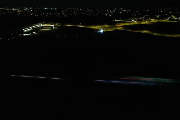 High Angle View British Motorways Highways Passing Beautiful Landscape Agricultural — 스톡 사진