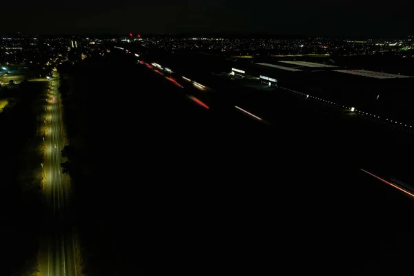 High Angle View British Motorways Highways Passing Beautiful Landscape Agricultural — Foto de Stock