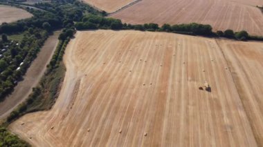 Aerial View of British Agricultural Farms at Dunstable Downs, England 