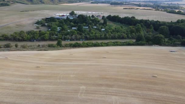 Aerial View British Agricultural Farms Dunstable Downs England — Vídeos de Stock