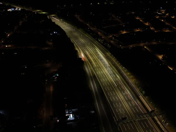 High Angle View British Motorways Highways Passing Beautiful Landscape Agricultural — 스톡 사진