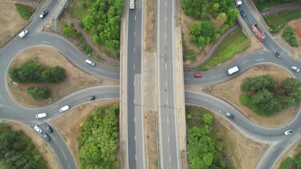 Anglia Ruchu Drogowego Dróg Drone High Angle Nagranie Time Lapse — Wideo stockowe