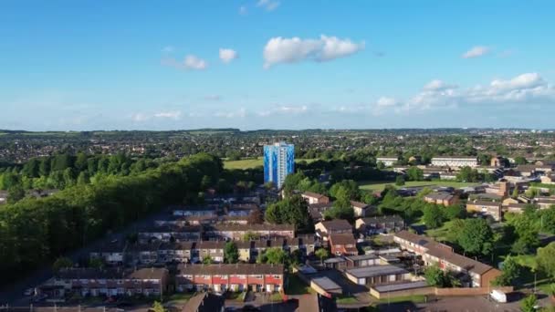 Vista Aérea Edificios Residenciales North Luton City Casas Gran Bretaña — Vídeos de Stock