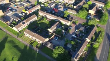 Aerial view of North Luton City Residential Buildings and houses at Great Britain