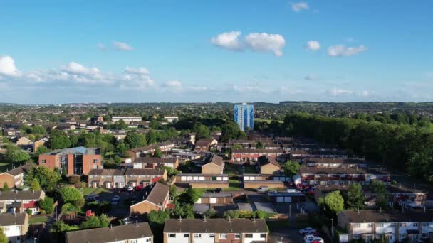 Aerial View North Luton City Residential Buildings Houses Great Britain — Stockvideo