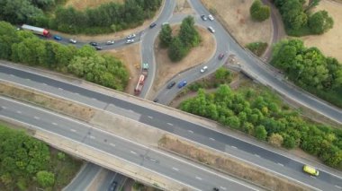 Beautiful Aerial View of Caldecotte Lake and Surroundings of Milton Keynes City of England UK, Drone's High Angle Footage, Sunrise, Morning Time