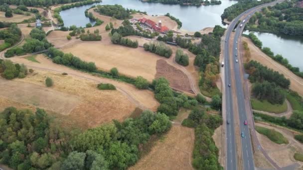 Beautiful Aerial View Caldecotte Lake Surroundings Milton Keynes City England — Stockvideo