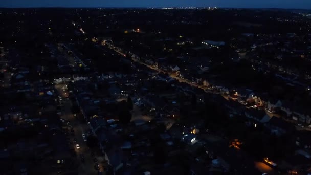 Красивий Вигляд Лутон Таун Англії Вночі Кадри Високому Куті Знімають — стокове відео
