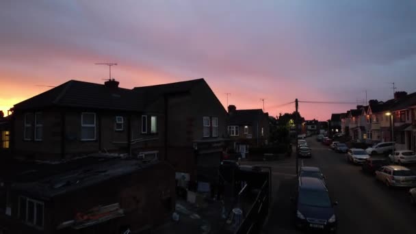 Dramatic Red Sky Sunset Luton City England — ストック動画