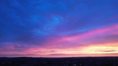 Dramatic Red Sky at Sunset over Luton City of England