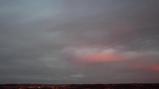 Dramatische Rode Hemel Bij Zonsondergang Boven Luton City England — Stockvideo