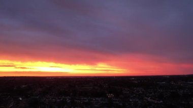 Dramatic Red Sky at Sunset over Luton City of England