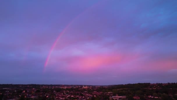 Ciel Rouge Dramatique Coucher Soleil Sur Luton City Angleterre — Video