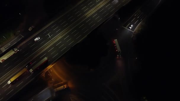 Illuminated Roads Traffic British City Night — стокове відео