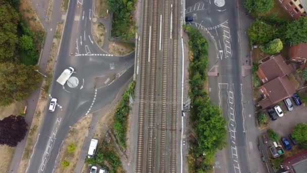 Luchtfoto Van Luton City Leagrave Railway Station Treinrails — Stockvideo