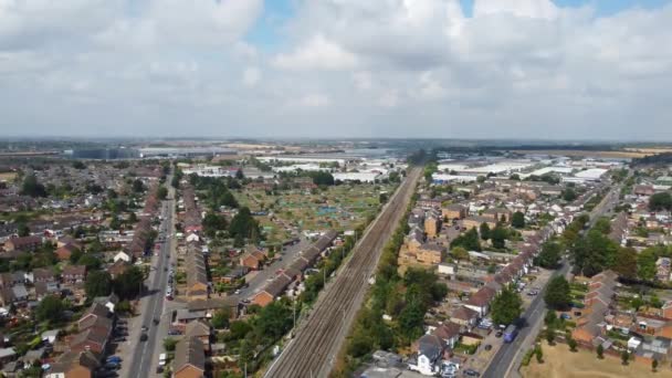 Rekaman Udara Luton City Leagrave Railway Station Dan Train Tracks — Stok Video