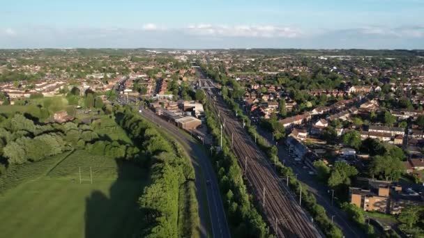 Ngiltere Nin Luton Şehrinin Hava Görüntüleri Leagrave Tren Istasyonuna Yakın — Stok video