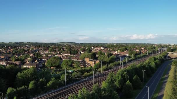 Ngiltere Nin Luton Şehrinin Hava Görüntüleri Leagrave Tren Istasyonuna Yakın — Stok video