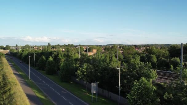 Imágenes Aéreas Ciudad Británica Luton Inglaterra Cerca Estación Tren Leagrave — Vídeo de stock