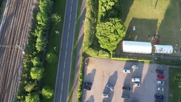 Nagranie Lotnicze Brytyjskiego Miasta Luton Anglia Pobliżu Dworca Kolejowego Leagrave — Wideo stockowe