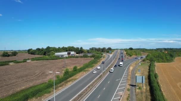 Aerial View British Motorways Traffic Peak Time High Angle Footage — Videoclip de stoc