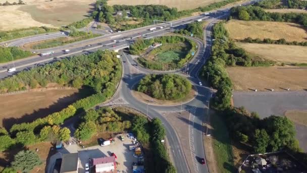 Aerial View British Motorways Traffic Peak Time High Angle Footage — Vídeo de Stock
