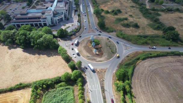 Aerial View British Motorways Traffic Peak Time High Angle Footage — ストック動画