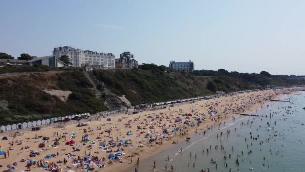 Beautiful Aerial View Sea View Sandy Beach Bournemouth City England — Vídeo de stock