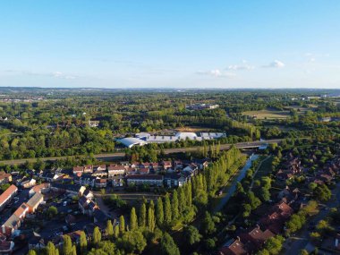 İngiltere 'nin Merkez Milton Keynes Şehri Yüksek Açılı Görünümü
