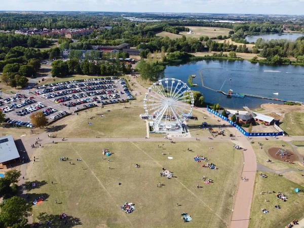 England 21St August 2022 Ferris Wheel Rides Willen Lake Public — Stock Photo, Image