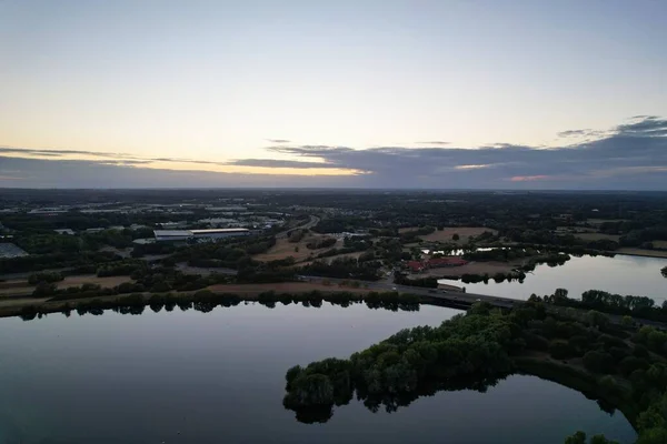 High Angle Footage Willen Lake Water Sports Public Park England — Stockfoto