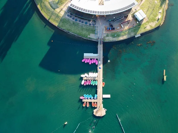 High Angle Footage Willen Lake Water Sports Public Park England — Foto Stock
