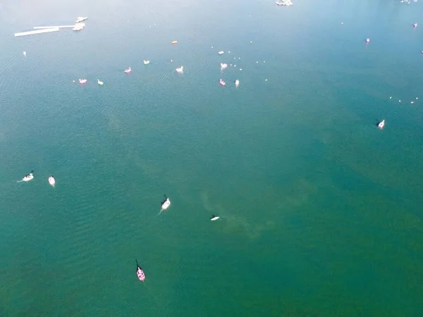 High Angle Footage Willen Lake Water Sports Public Park England — Stock fotografie