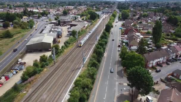 Train Tracks Leagrave Station Luton England Drone Footage Train Tracks — Vídeo de Stock