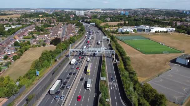 High Angle Footage British Motorways Traffic Drone Footage — Video