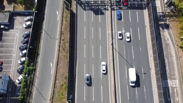 High Angle Footage British Motorways Traffic Drone Footage — Wideo stockowe