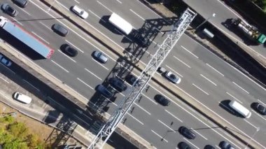 High Angle Footage of British Motorways with Traffic, Drone's Footage