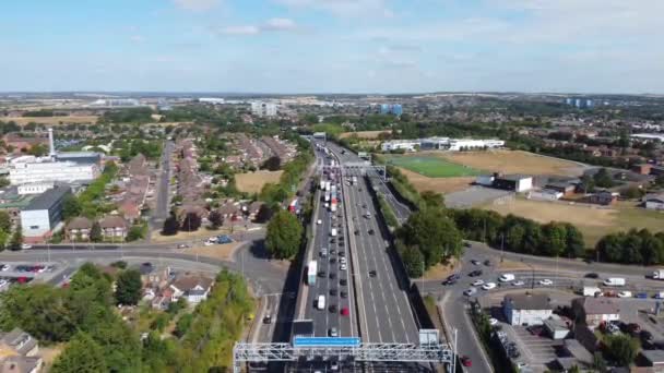 High Angle Footage British Motorways Traffic Drone Footage — Video Stock