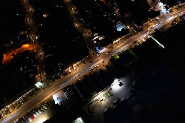Beautiful Aerial View of British Town at Night