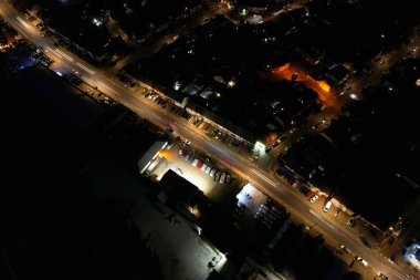Beautiful Aerial View of British Town at Night