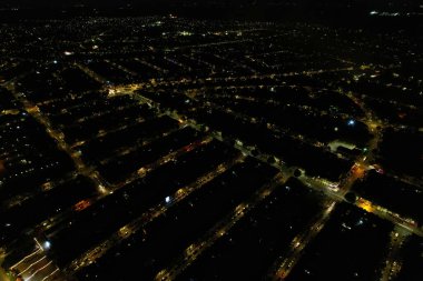 Beautiful Aerial View of British Town at Night