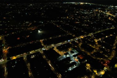 Beautiful Aerial View of British Town at Night