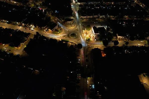 Beautiful Aerial View British Town Night — 스톡 사진