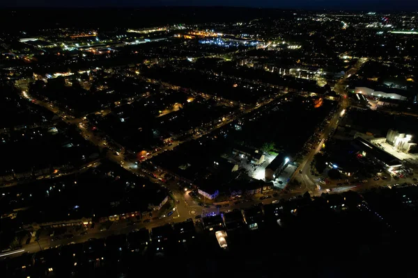 Beautiful Aerial View of British Town at Night
