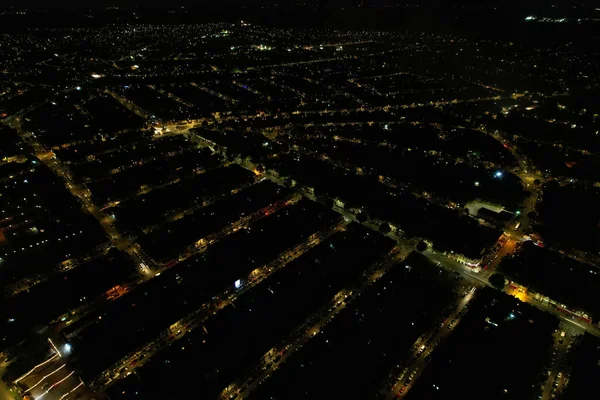 Beautiful Aerial View of British Town at Night