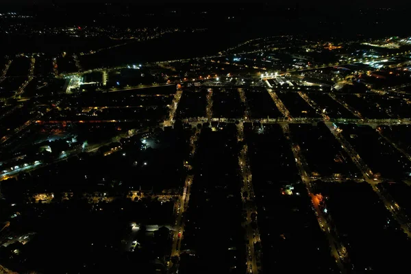 Beautiful Aerial View of British Town at Night